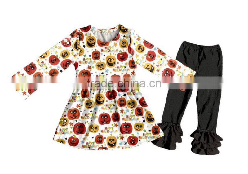 wholesale fall giggle moon remake outfits Halloween pattern dress match pants baby boutique clothing