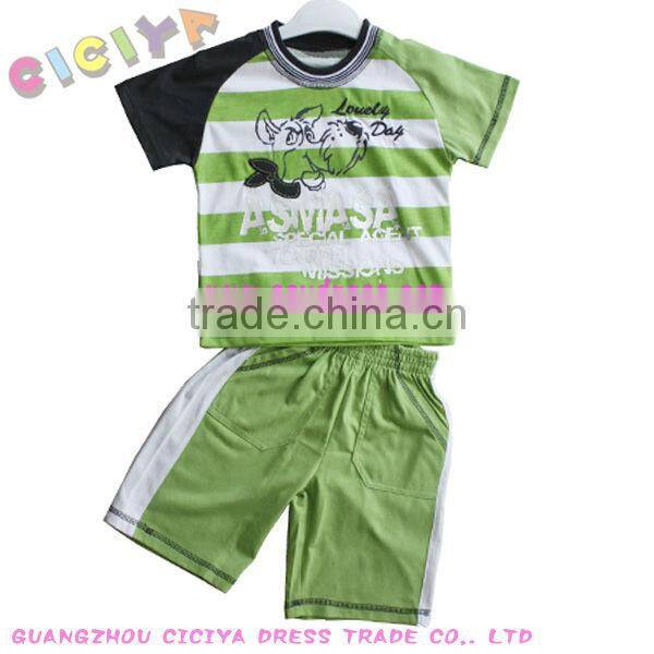 Kid's summer pajamas with bermuda design boy's 100%cotton pajamas