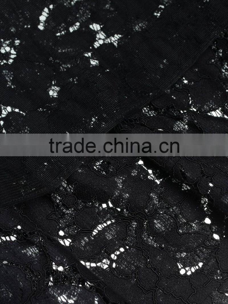 2016 ladies black lace loose style short sleeve O-neck shirt/blouse