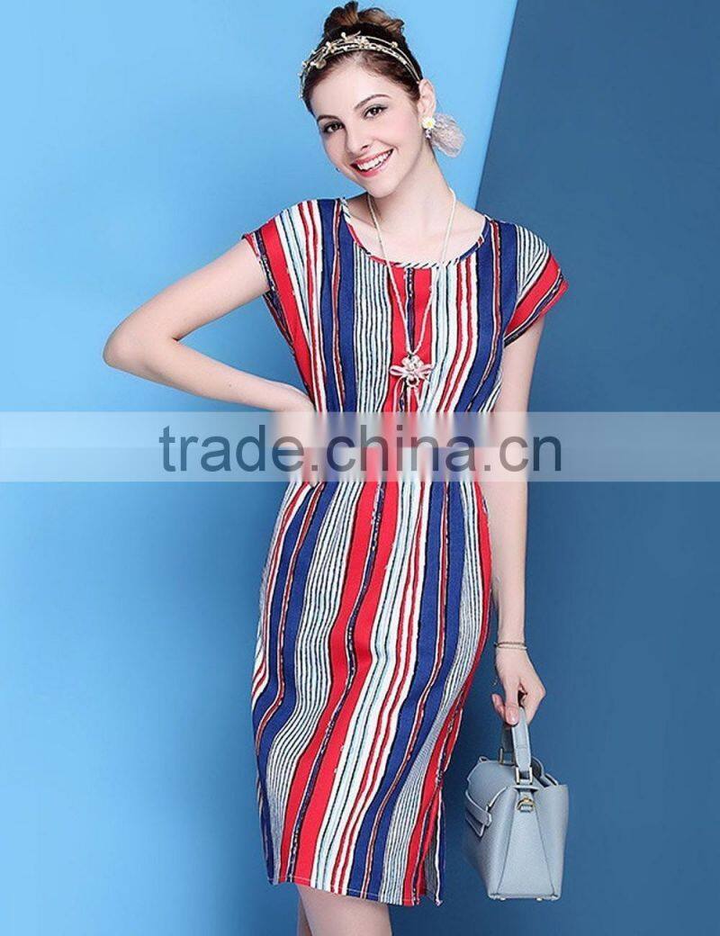 Womens good sale low MOQ high quality sleeveless elastic band waist strip long dress