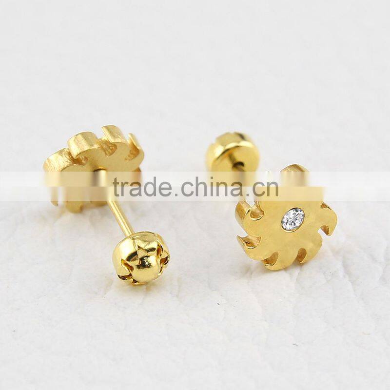 stainless steel gold Geometry Earring Stud Different Shape Flower Star Heart Butterfly and Clover