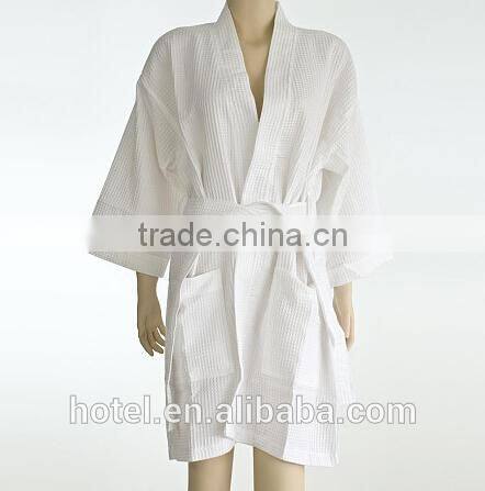 warm cotton robe,custom size weave waffle robe