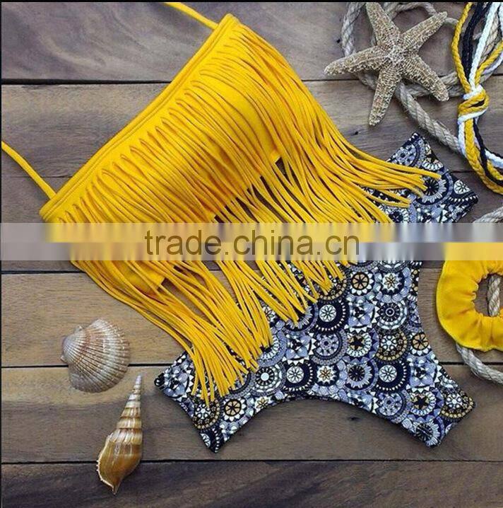 pineapple double side swimwear bikini/ mzyg halter bikini swimwear/ fancy bikini set swimwear beachwear