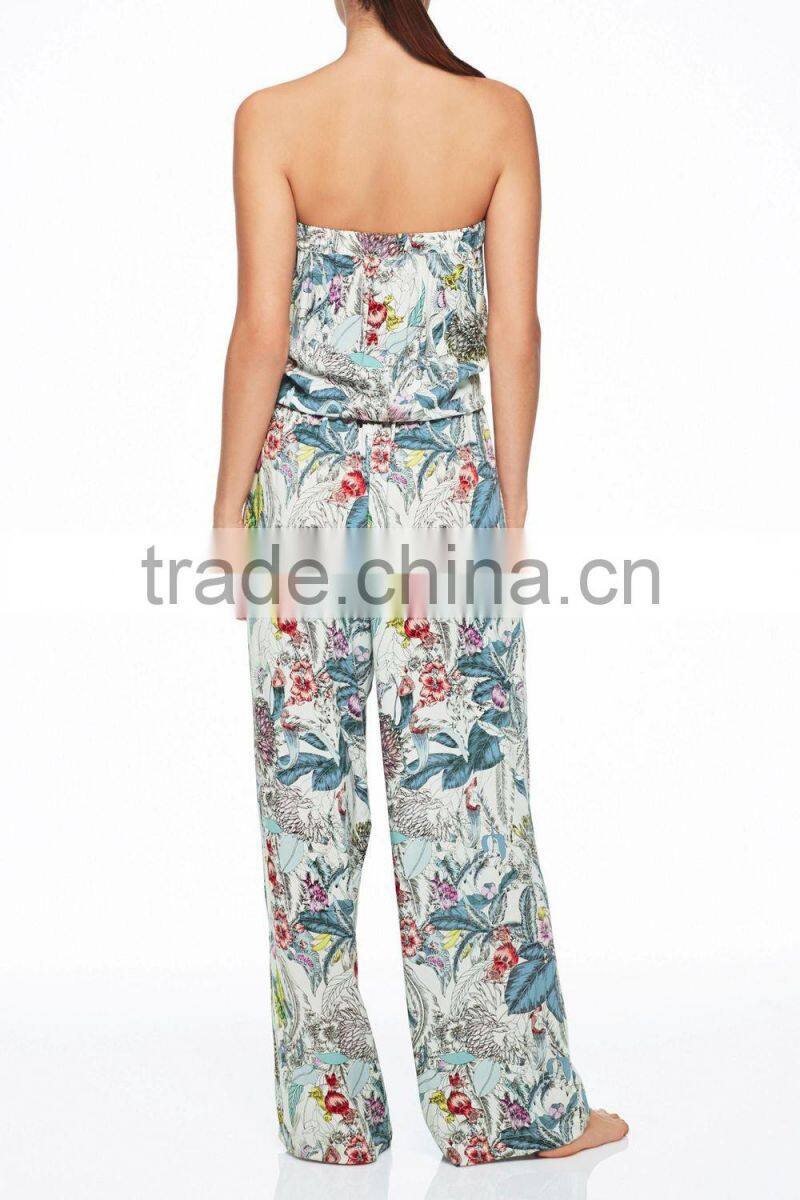Brazil style floral printing 100% rayon harem jumpsuit