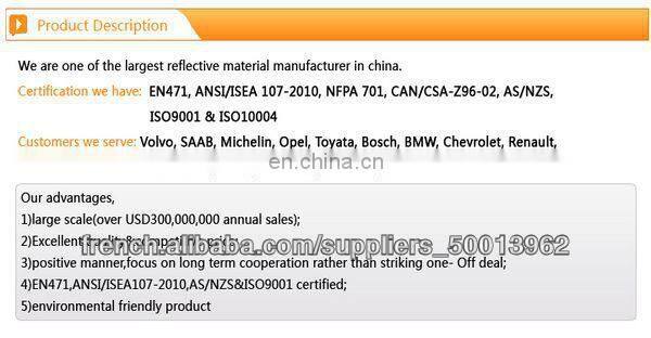 colored high visibility reflective webbing tape for garment