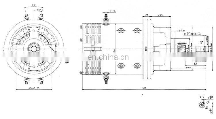 OD 126 mm 2000 rpm brushed high speed permanent magnet electric dc motor 24v 800w BMM352