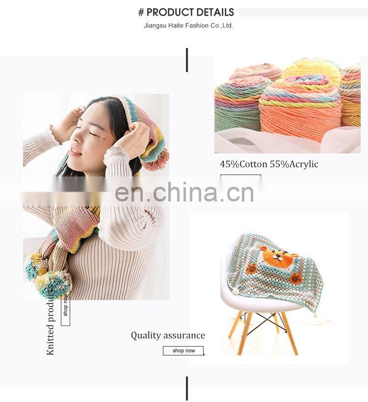 New type color cotton and acrylic blend rainbow yarn for scarf