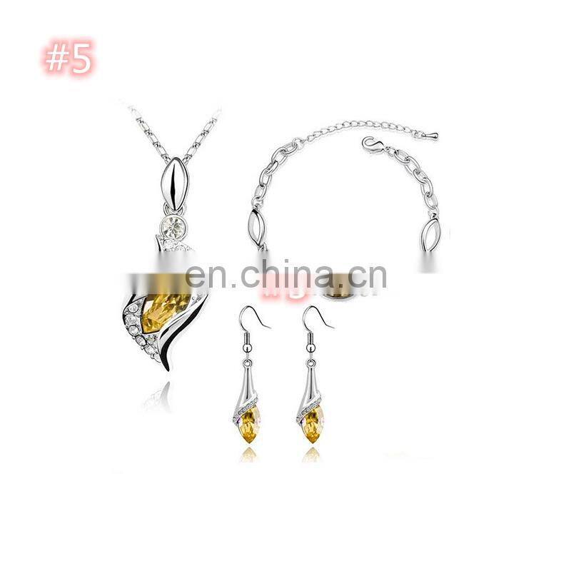 fashion Diamond jewelry set Necklace + bracelet + erring jewelry set Ladies Women crystal 3 piece costume jewelry