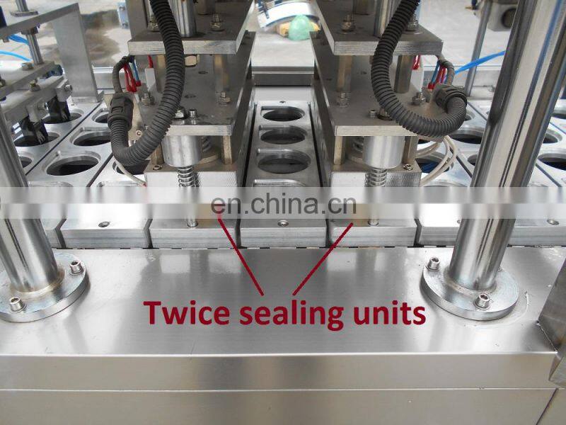 Shanghai factory price automatic small plastic disposable cup filler sealing lid packing machine