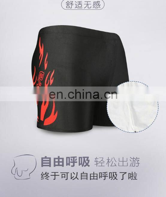 2019 Factory direct sale men's swimming trunks soak hot spring flat Angle loose swimsuit large size flame swimming trunks