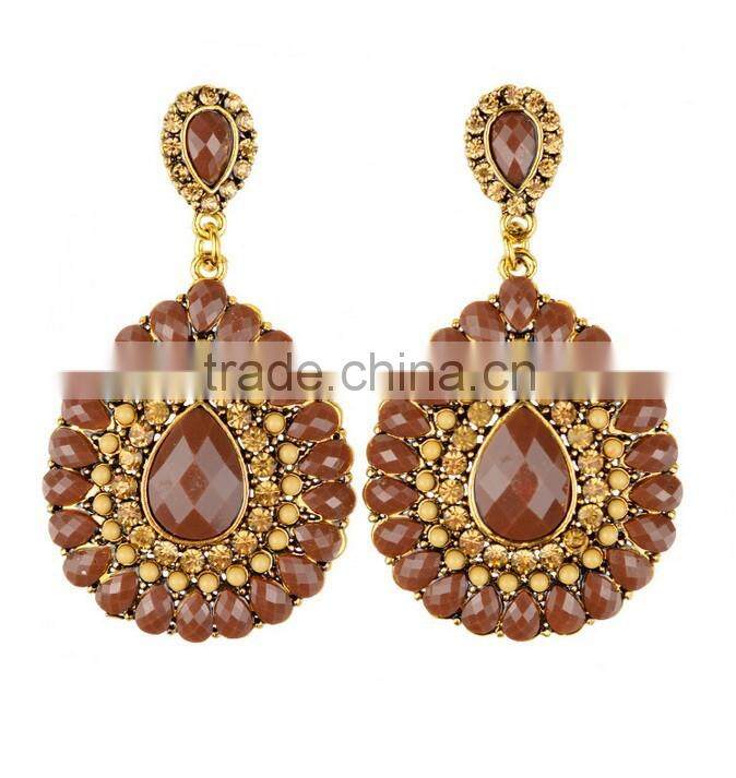 Water drop 2 gram gold beautiful designed earrings with cross cz stone bridal korea Arete dije colgado colgante para dama