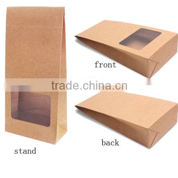 Environmental protection kraft paper shopping bag with clear window and sticker