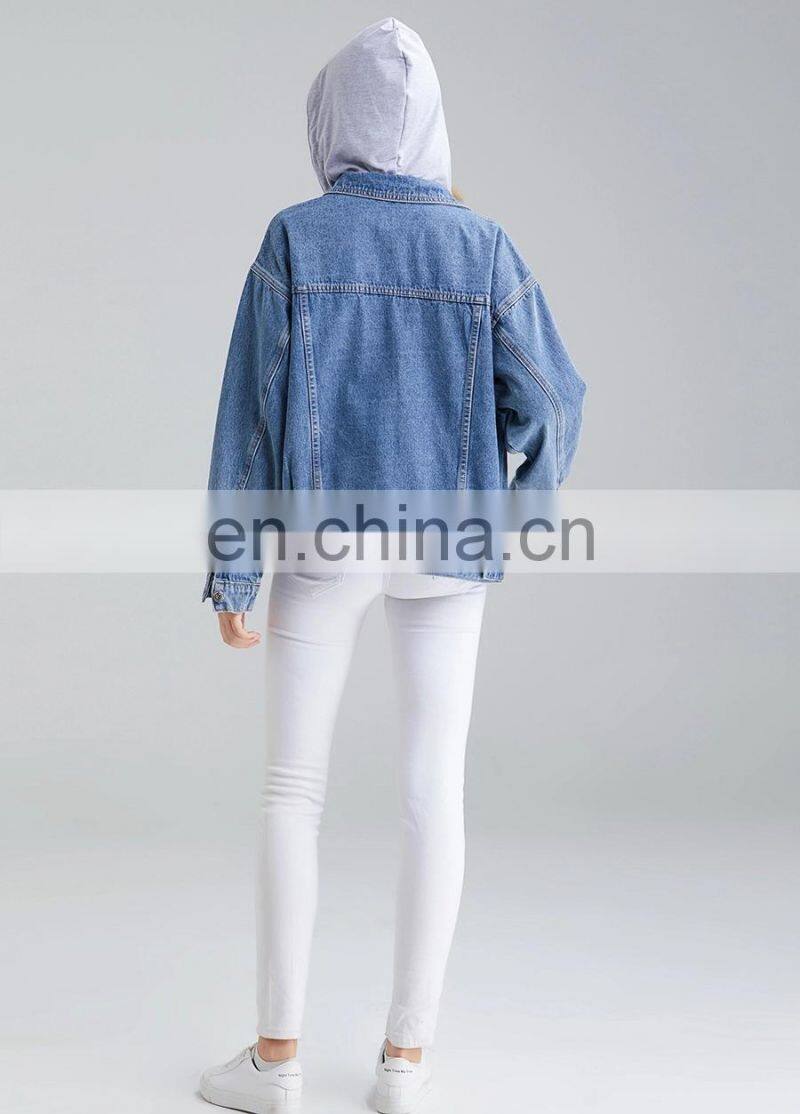 Factory Stock lot women denim jacket good quality jean jackets hooded ladies fashion tops