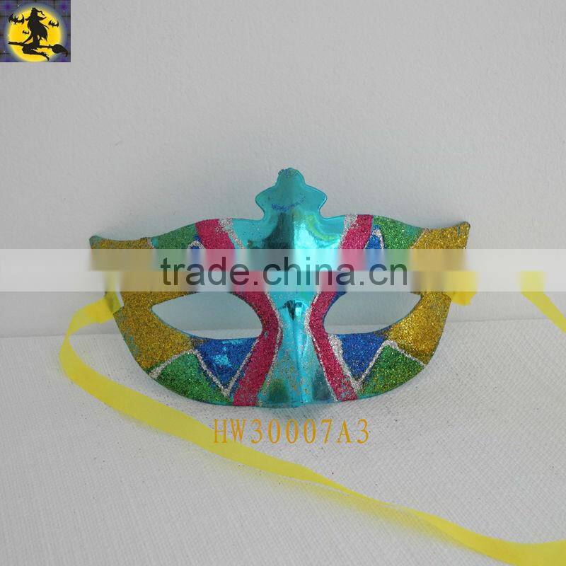 Black Plastic Halloween Eye Mask with Beeds Decoration