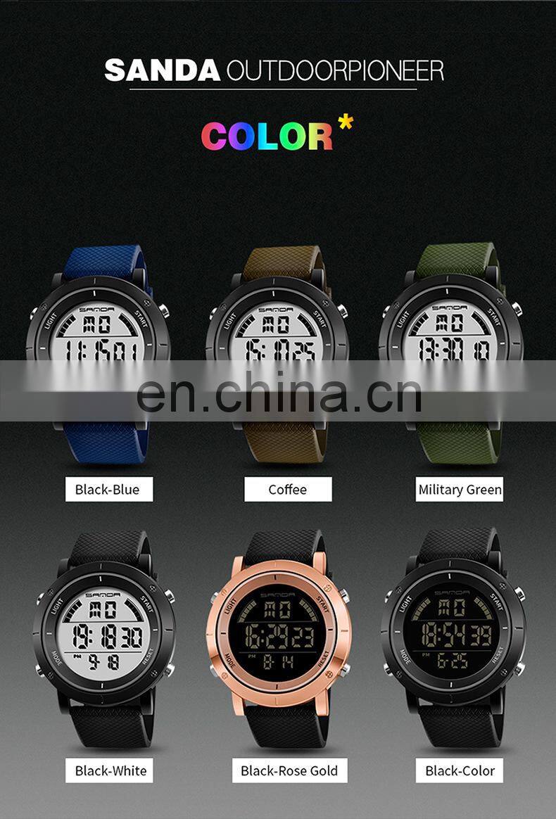 SANDA 410 Men Digital Fashion Chronograph Wristwatch Casual Silicone Calendar Sports Waterproof Watches