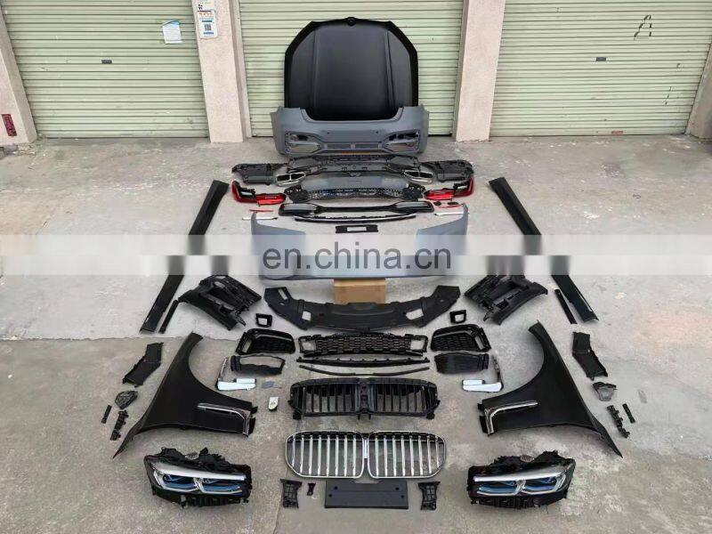 Runde PP Material For BMW 7 Series G11 G12 Old To New M Style Body Kit Front Rear Bumper Lip Side Skirt Fender Hood Headlight