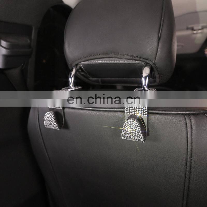 Car Seat Back Hook Diamond Bling Rhinestones Hanger Auto Back Universal Headrest Mount Storage Holder Car Interior Accessories