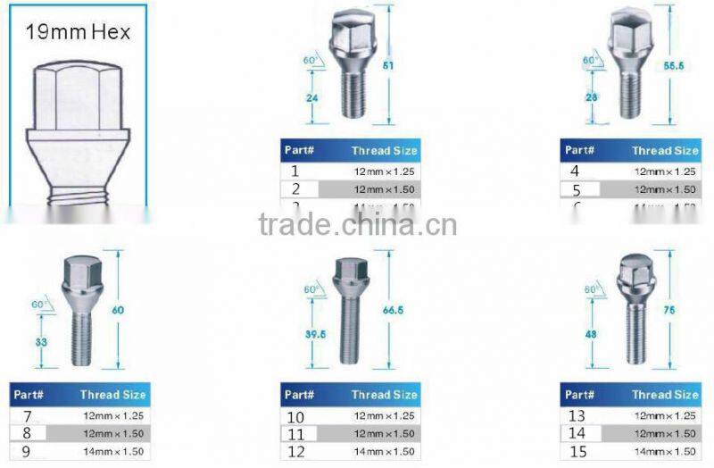 wheel bolt Wheel Hub Bolt Lug Bolts 19mm Hex