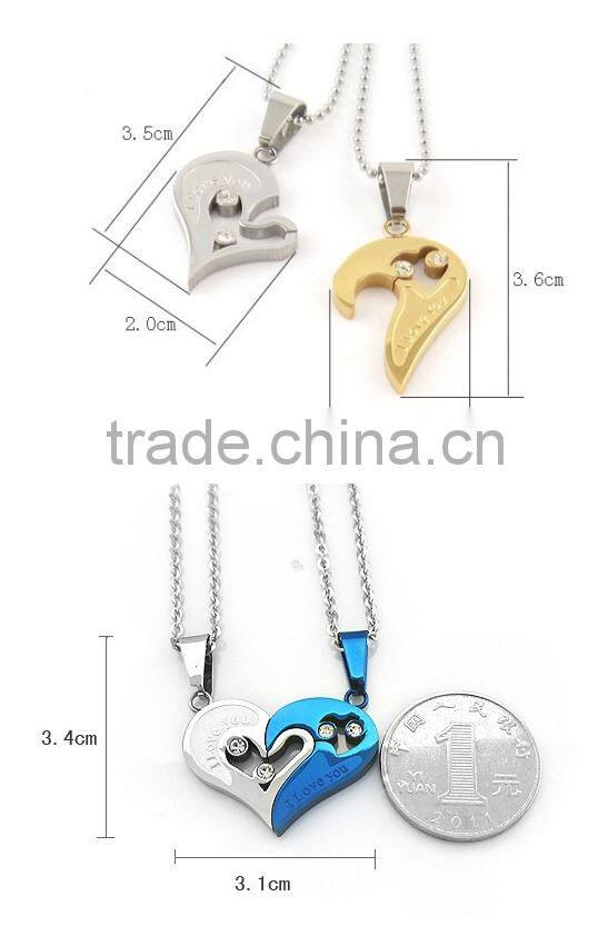 Fashion Jewelry 2016 316l Stainless Steel Jewelry Heart Pendant Necklace Necklaces For Couple