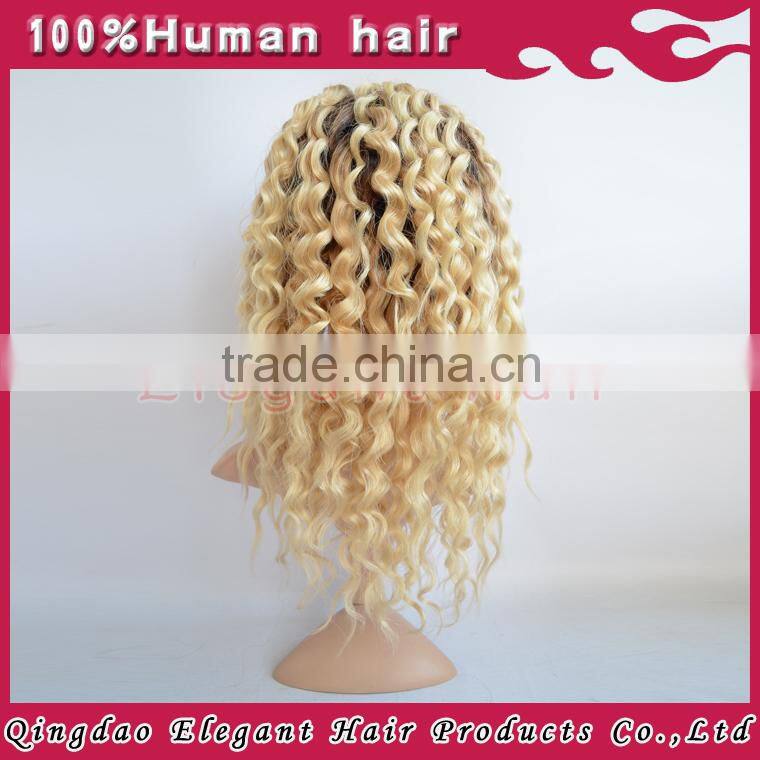Heavy density ombre kinky wigs full lace wig remy virgin malaysian kinky curly full lace wigs