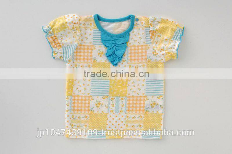 Japanese high quality wholesale products infants baby toddler clothing printed patchwork fabric desgin t-shirts for girls