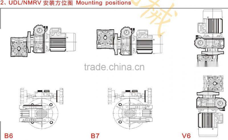 variable speed reducer UD combined worm gearbox with electric motor
