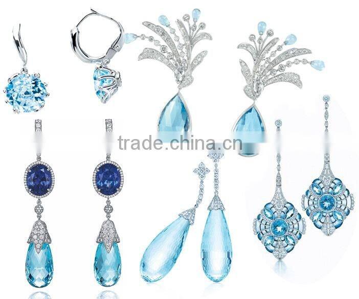 Silver Earring, CZ Crystal Diamond 925 Sterling Silver Earring, Silver Earring Settings Fashion Jewelry PT9009