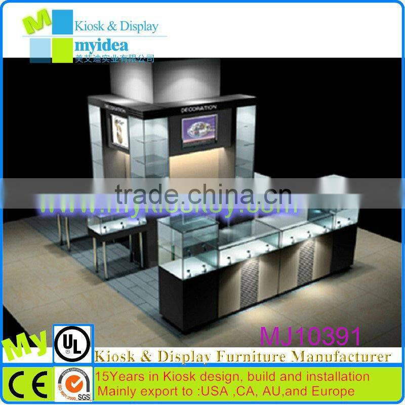 Modern style customized jewelry showcase/jewelry display counter/jewelry kiosk showcase
