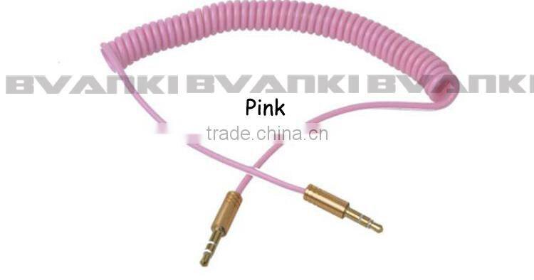 Spring Cable with UL approval Made in China new design coiled flexible spring cable Cheap price 3.5mm to 3.5mm jack audio cable