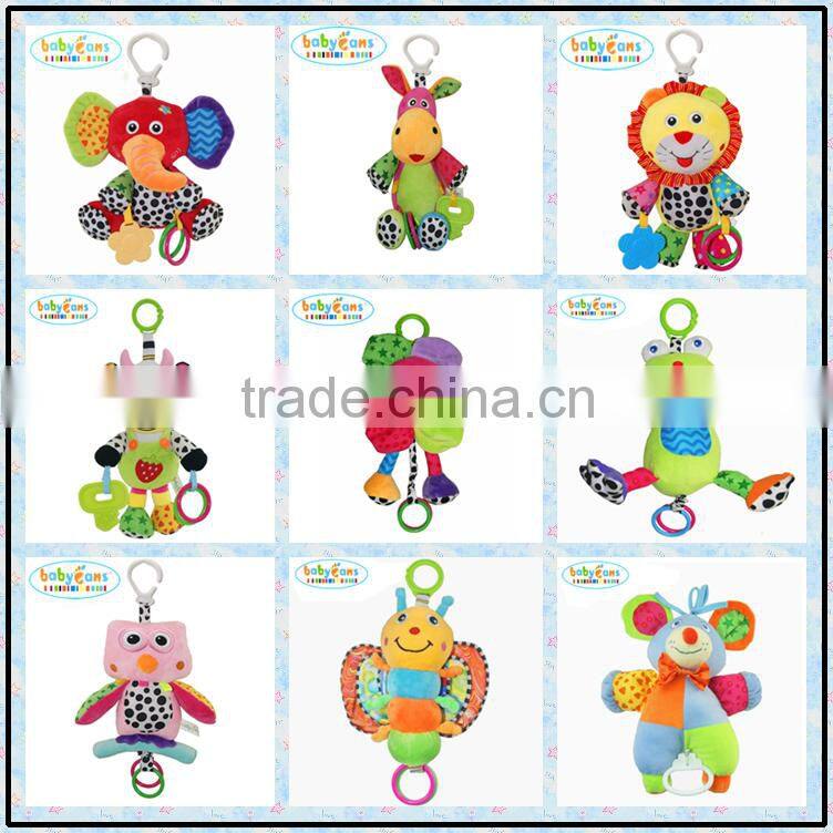 Babyfans baby products baby animal education toy with music soft plush lion baby rattle toys