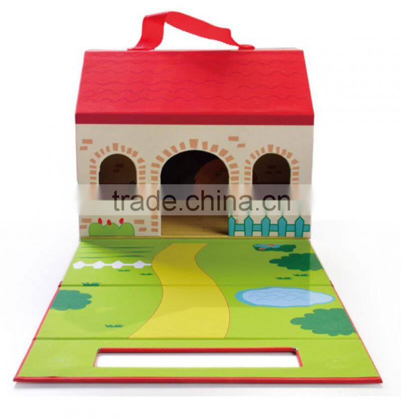 christmas gift set portable play set-farm set 9 different animals in a house box learning toy manufacturer