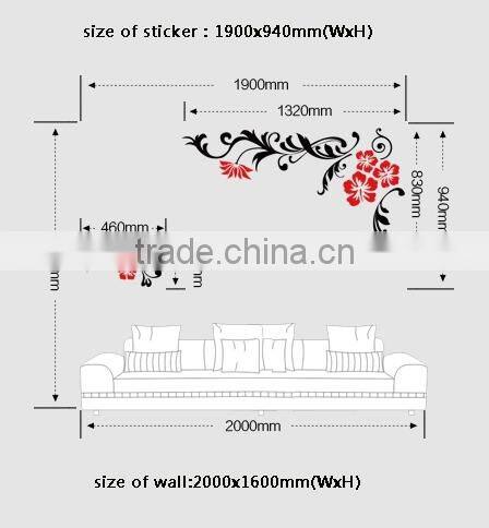 3d three-dimensional crystal wall stickers/acrylic flower wall sticker/room decor 3d wall stickers