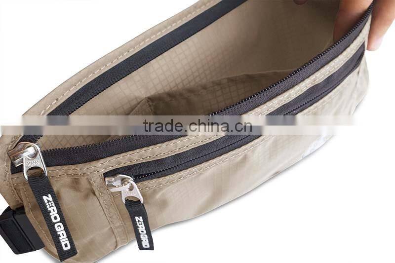 Factory Waterproof Nylon Travel Money Belt RFID Blocking Wallet & Phone Pocket