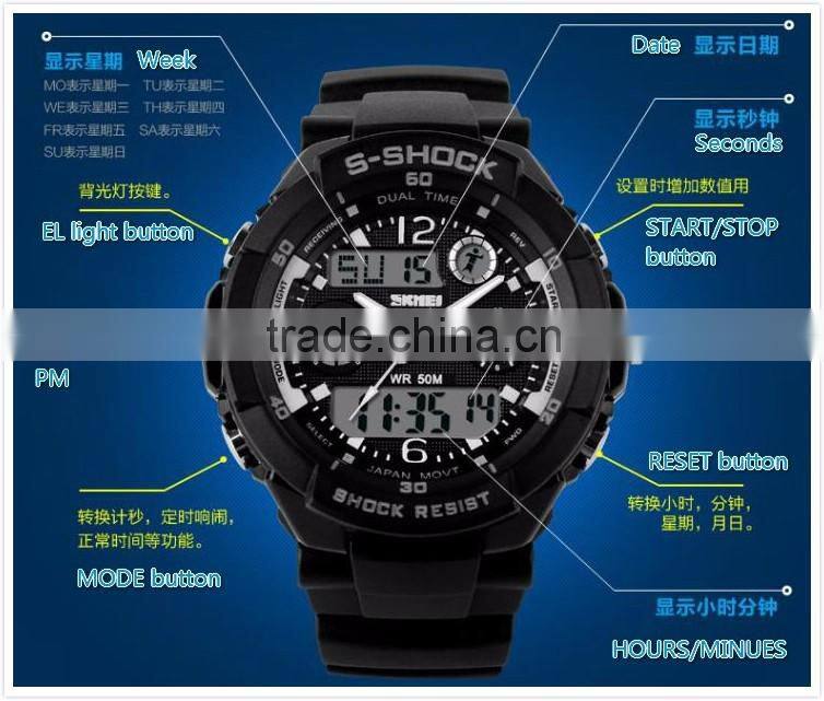 2016 Outdoor Sport Water Resistant Digital LED Quartz Watches Bezel Japan Movt Chrongograph Electronic Wrist Sports Watch