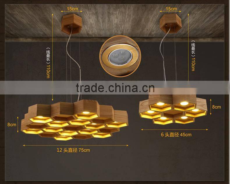 New Design honeycomb wooden Ceiling Lamp With LED lighting