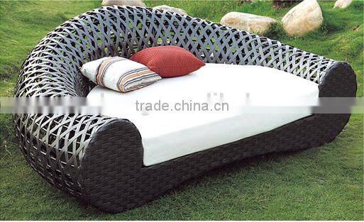 Modern Garden Rattan Furniture Outdoor Double Sofa Recliner Bed