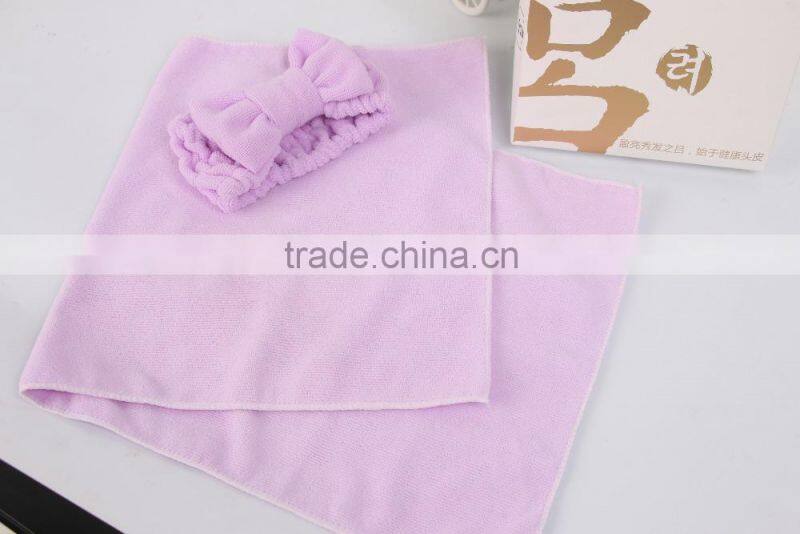 Hot sell headband packing box purple bow headband with hand face towel
