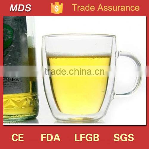 Best price products double wall glass coffee mug with handle