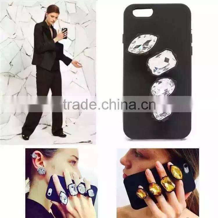 Fashion Charm Diamond Gem Ring Silicone Case Cover For iPhone 5/6/6S Plus
