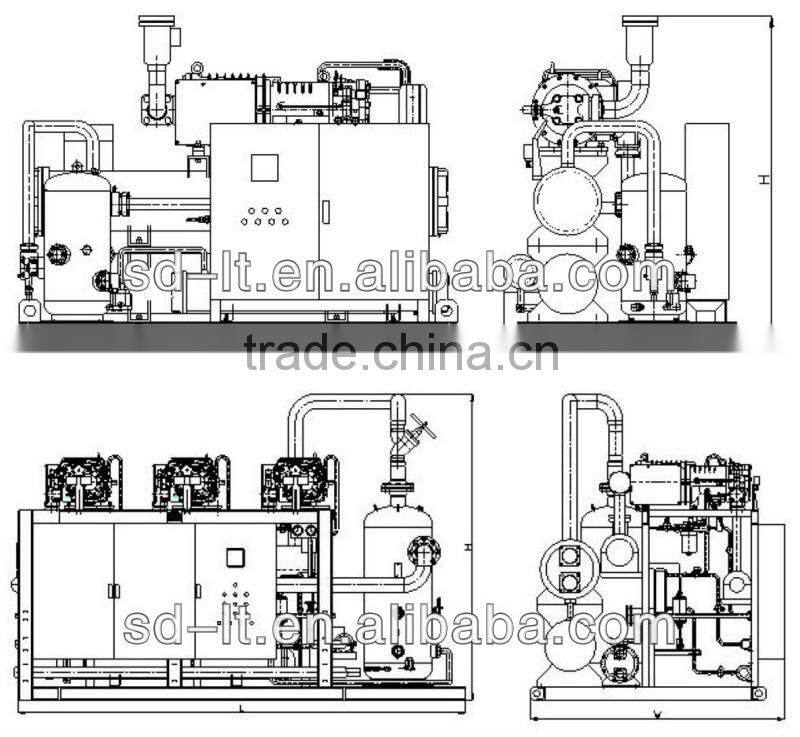 JZBLGS Industrial Cooling Pump Bizter Midlle Temperature Screw Refrigeration Compressor Racks Air Cooled Condensing Unit