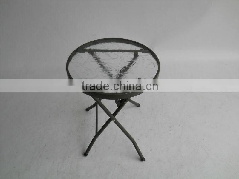 Folding Camping Glass Table With Steel Tube For Picnic