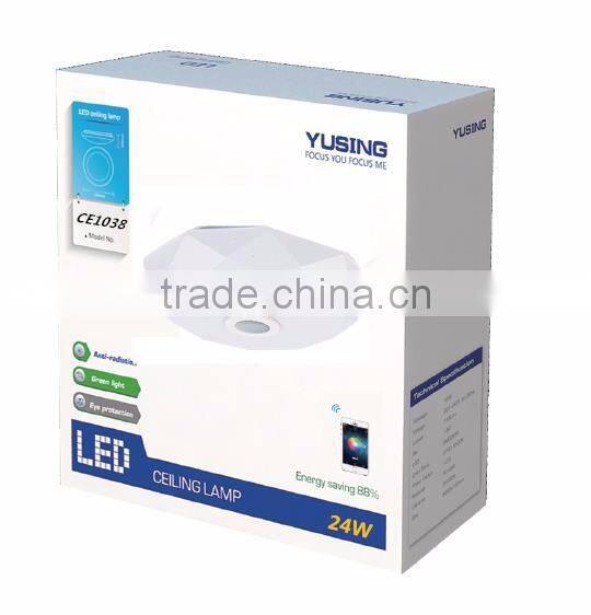 24W Modern Surface Mounted Dimmable RGB Lamp Fixture Round Color Changing LED Ceiling Light With Sleep Timer Bluetooth Speaker