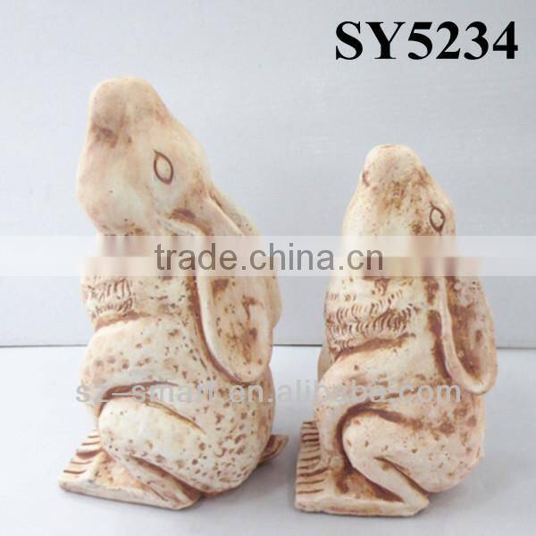 Cement sitting rabbit garden statue home decoration