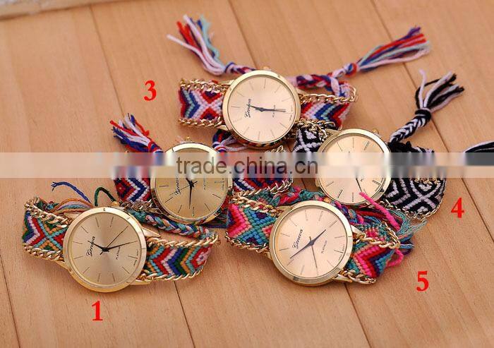 Handmade Multi-Colour DIY Geneva knotted cotton watch band Braided Chram watch strap