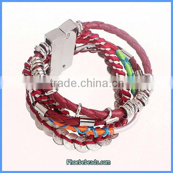Wholesale Hot Sale Multilayer Brazilian Style Leather Magnetic Clasp Bracelets FHB-004B