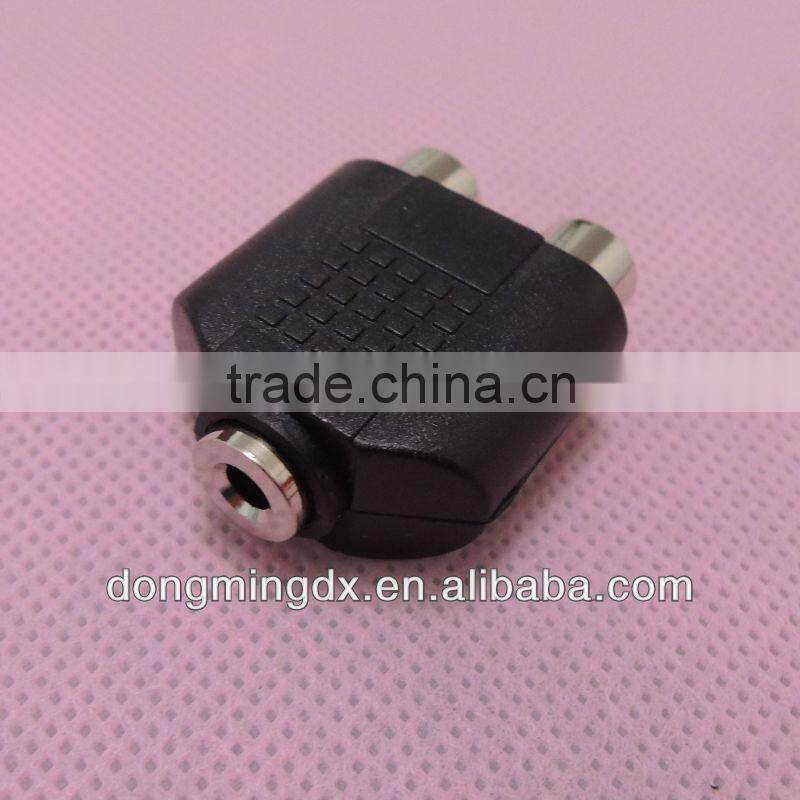Audio system black 3.5 female to RCA female connector adapter 2 to 1