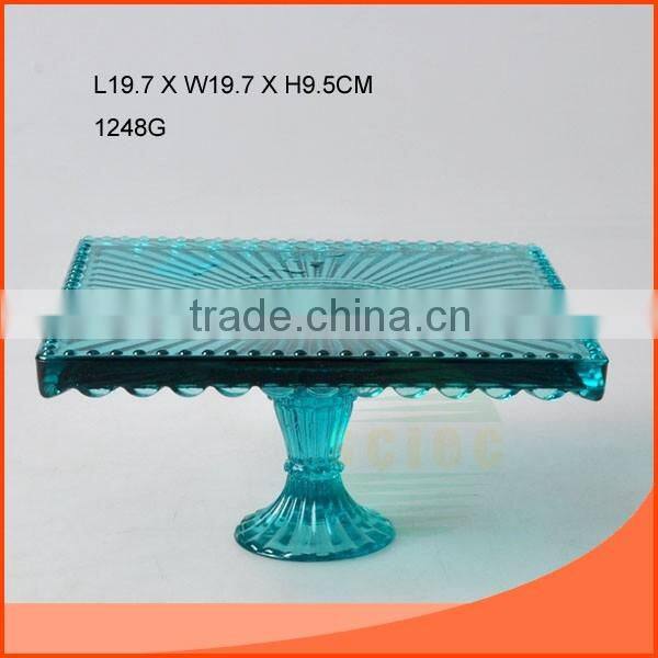 L19.7CM BEAUTIFUL SQUARE BLUE GLASS FOOD HOLDER ON SALE