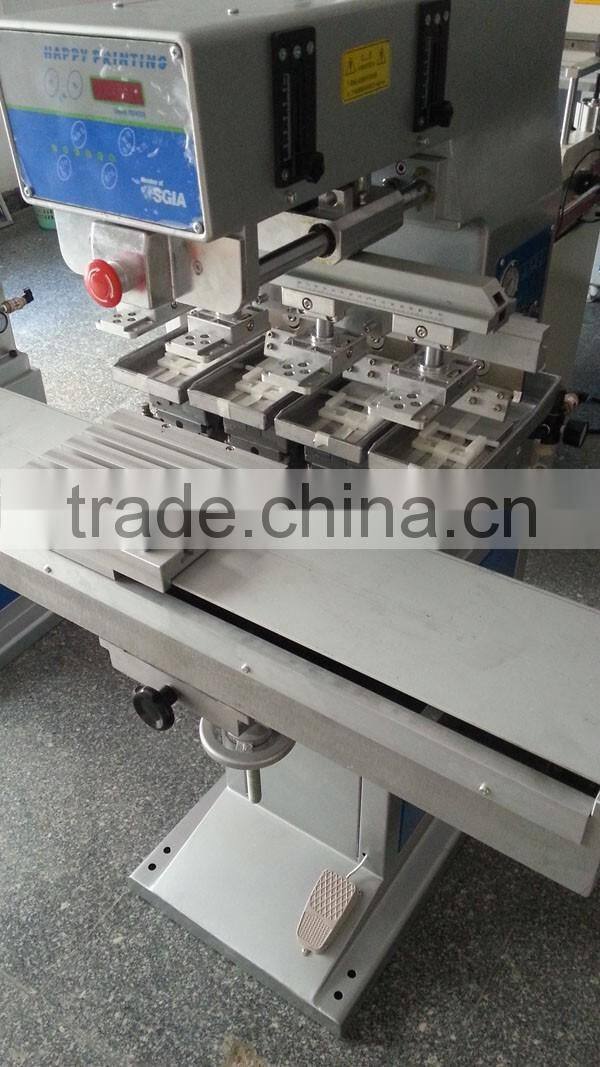 4 color safety helmet shuttle conveyor pad printing machine with ink tray pad printer GW-M4/S