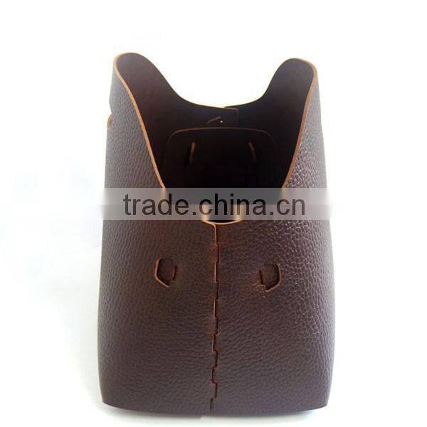 High quality leather storage basket genuine leather magazine rack leather bin