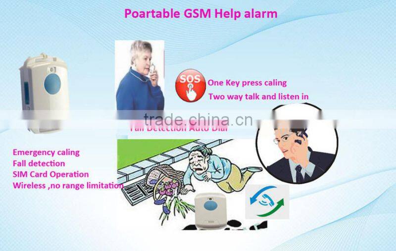 Wireless Portable GSM Help Alarm fall alert alarm gsm auto alert fall detection medical life sos alarm for elderly